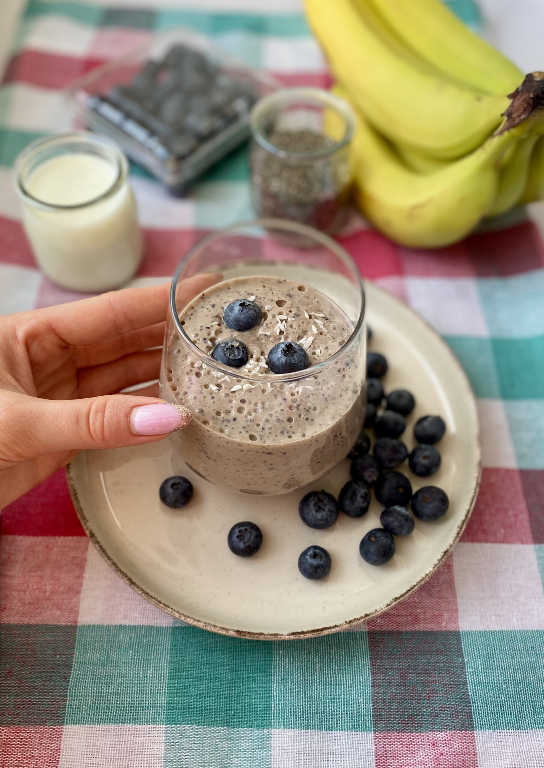 koktajl banan borówka chia